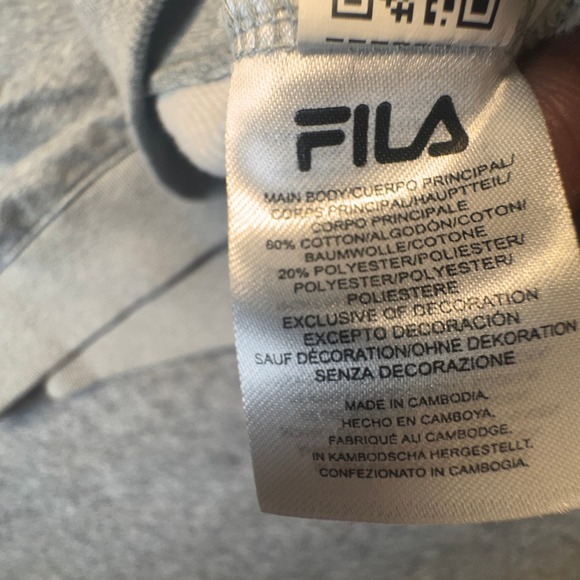 Fila Mens Crewneck Sweatshirt Heather Grey Embroidered Logo XL Pullover - Picture 6 of 9